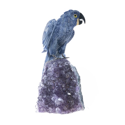 lithoangel - L'instant avec les anges - Perroquet bleu en Calcite et sodalite